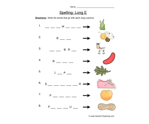 Spelling Long E Worksheet