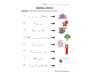 Spelling Short O Worksheet