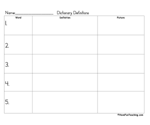 Spelling Word Definitions Worksheet