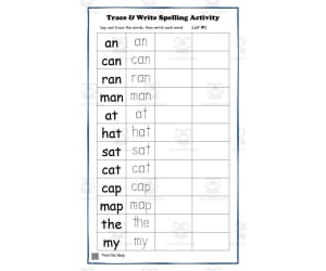 Spelling Words Trace and Write Activity