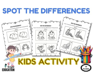 Spot the Differences Worksheets | Find the Differences Kids Activity