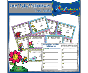 Spring 2 Digit By 2 Digit Multiplication Task Cards With Response Sheet & Answer Key - EBOOK