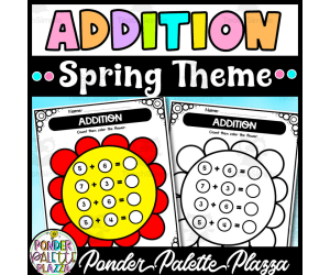 Spring Addition Worksheets - Count then color