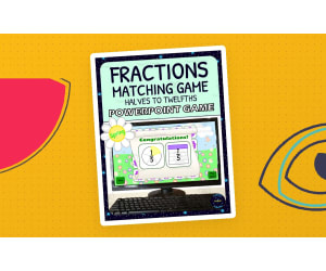 Spring Fractions Matching Game Activity - 1/2s to 1/12s - Digital - Fraction Circles and Squares with Symbols