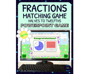 Spring Fractions Matching Game Activity - 1/2s to 1/12s - Digital - Fraction Circles and Squares