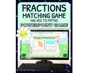 Spring Fractions Matching Game Activity - 1/2s to 1/5s - Digital - Fraction Circles and Squares