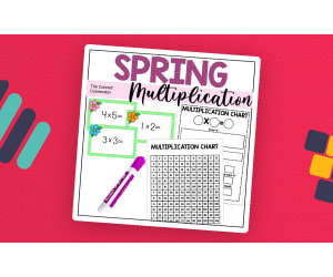 Spring Multiplication Math Station and Flash Cards