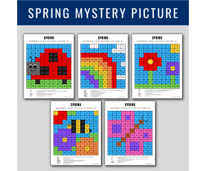 Spring Mystery Picture, Hundreds Chart, Color By Number, 100s Chart