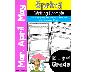 Spring Narrative Writing, Spring Opinion Writing, and Spring Informative Writing Prompts with Vocabulary Words for K-2nd Grade