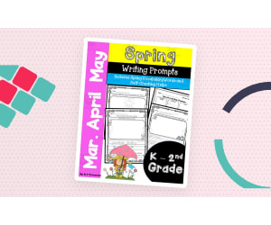 Spring Narrative Writing, Spring Opinion Writing, and Spring Informative Writing Prompts with Vocabulary Words for K-2nd Grade