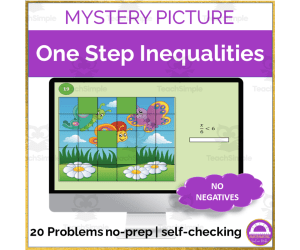 Spring One Step Inequalities No Negatives | Mystery Picture Digital Activity