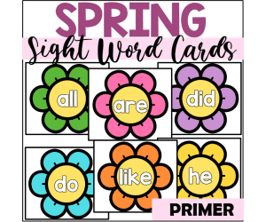 Spring Sight Word Cards for Primer