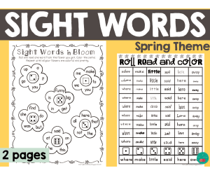 Spring Sight Words Roll & Color