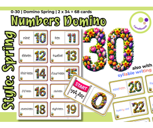 Spring-Themed Numbers Domino Game: Fun Learning for Elementary and ESL
