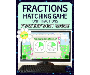 Spring Unit Fractions Matching Game Activity - Digital - Fraction Circles