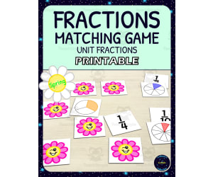 Spring Unit Fractions Matching Game Activity - Printable