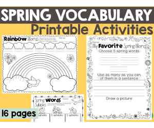 Spring Vocabulary Printable Activities