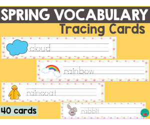 Spring Vocabulary Tracing Cards