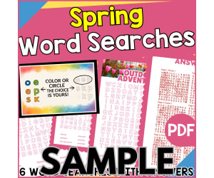 Spring Word Searches: 1 Page Sample (PDF)
