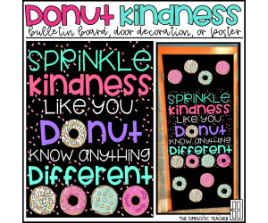 Sprinkle Kindness Donut Bulletin Board Kit, Door Decoration Set, or Poster