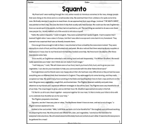 Squanto Thanksgiving Coloring Activity