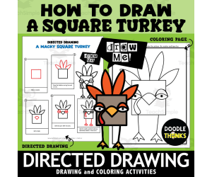 Square Turkey Directed Drawing | How to Draw