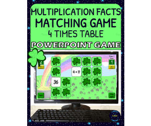 St Patricks Day 4 Times Table Matching Game - Digital
