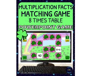 St Patricks Day 8 Times Table Matching Game - Digital