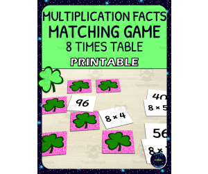 St Patricks Day 8 Times Table Matching Game - Printable