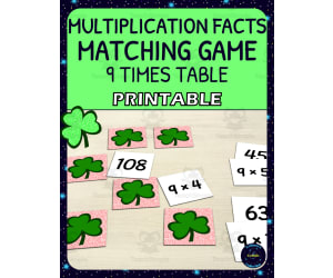 St Patricks Day 9 Times Table Matching Game - Printable