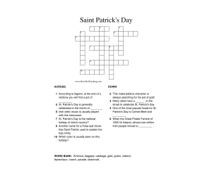 St. Patrick's Day Crossword Puzzle Worksheet