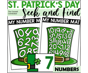 St. Patrick's Day Number Seek and Find Mats Leprechaun Hats