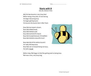 Starts With B Reading Comprehension Worksheet