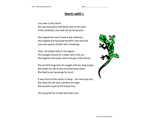 Starts With L Reading Comprehension Worksheet