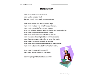 Starts With M Reading Comprehension Worksheet