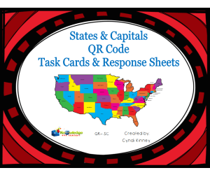 States & Capitals QR Task Cards & Response Sheets - EBOOK