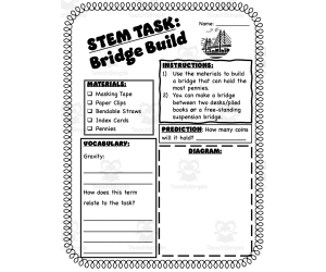 STEM Task: Bridge Build: Middle Grades Science Experiment