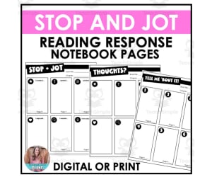 Stop and Jot Reading Response Notebook Pages