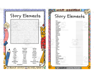 Story Elements Words word search & scramble