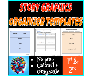 Story Graphic Organizer Blank Templates for 1st & 2nd Grades