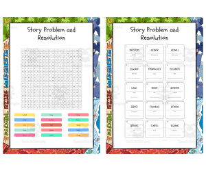 Story Problem and Resolution word search, scramble and crossword puzzl