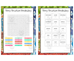 Story Structure Vocabulary word search, scramble and crossword puzzle