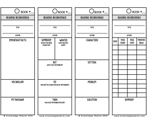 Student Reading Tracker Bookmarks