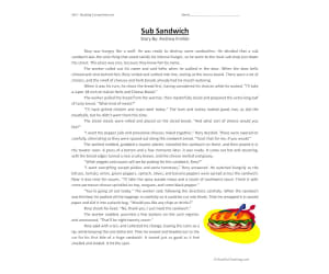 Sub Sandwich Reading Comprehension Worksheet