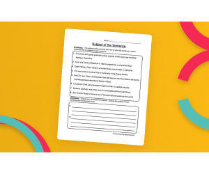 Subject of the Sentence Worksheet
