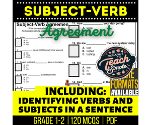 Subject-Verb Agreement Grammar Practice - Grades 1-2 (PDF)