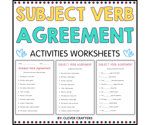 Subject Verb Agreement Grammar Worksheets Practice for Grade 2, 3, 4