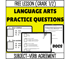 Subject-Verb Agreement Sample - Grades 1-2 Grammar (Docs)