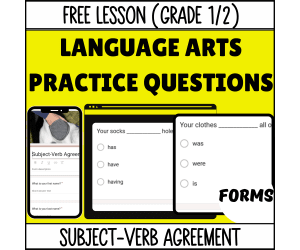 Subject-Verb Agreement Sample - Grades 1-2 Grammar (Forms)