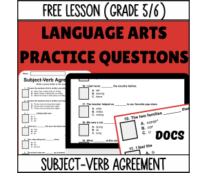 Subject-Verb Agreement Sample Lesson - Grammar Grade 5-6 (Docs)